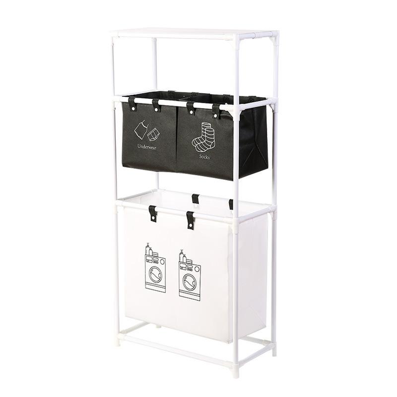 ランドリーバスケット 移動式 洗濯かご 衣服 下着 分類 収納ボックス 多層 洗濯機 浴室 PP製 キャスタ..