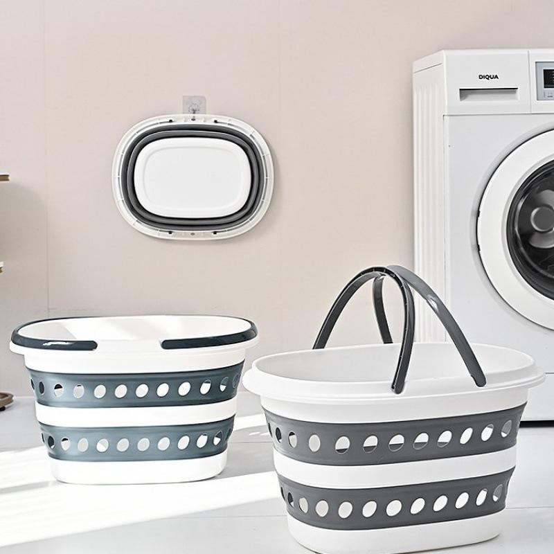 ランドリーバスケット 折りたたみ式 洗濯かご 脱衣かご 浴室収納 おしゃれ 摩卡灰 马尔他藍(x2)