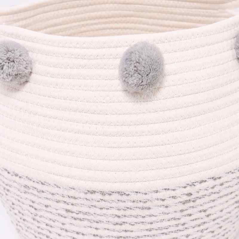 収納ケース レディース 手提げ コットン ロープ ランドリー バスケット 雑貨収納 洗濯かご 玩具 衣類(x..