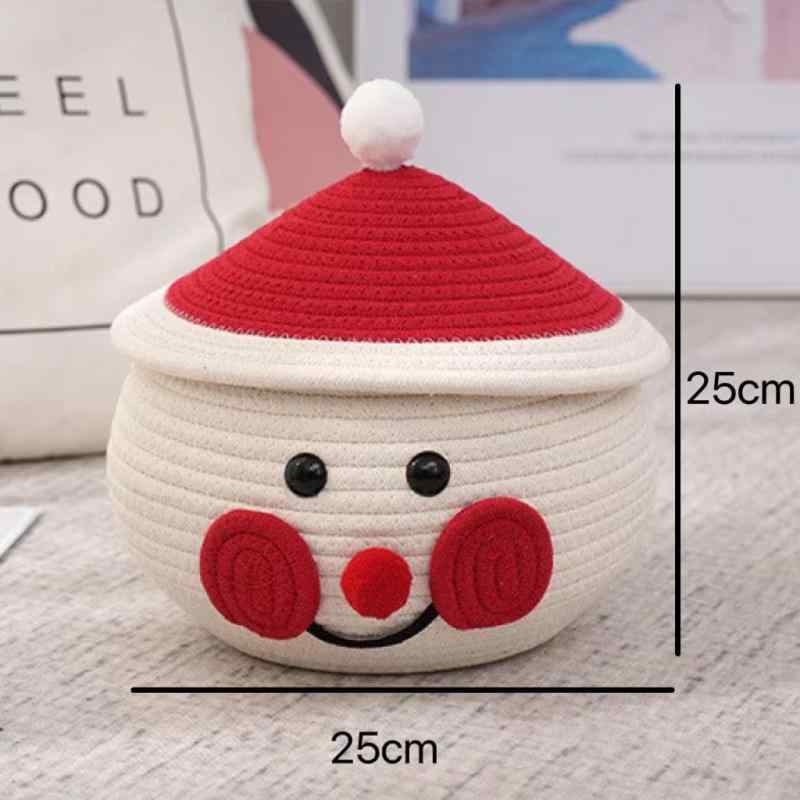 収納かご クリスマス 雪だるま 綿製 デスク収納 小物入れ 雑貨収納 データケーブル収納 防塵 フタ付き ..