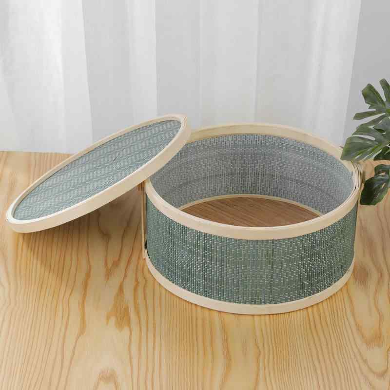 中華風 竹編み 提籃 菓子箱 月餅 ラッピング 買い物かご 直径30cm 高さ135cm(x2)