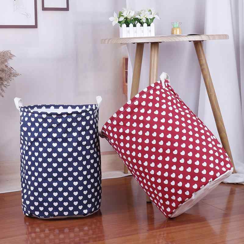 洗濯かご 折りたたみ ランドリーバスケット 布製 ハート柄 リビング 寝室 脱衣所 おもちゃ収納(x2)