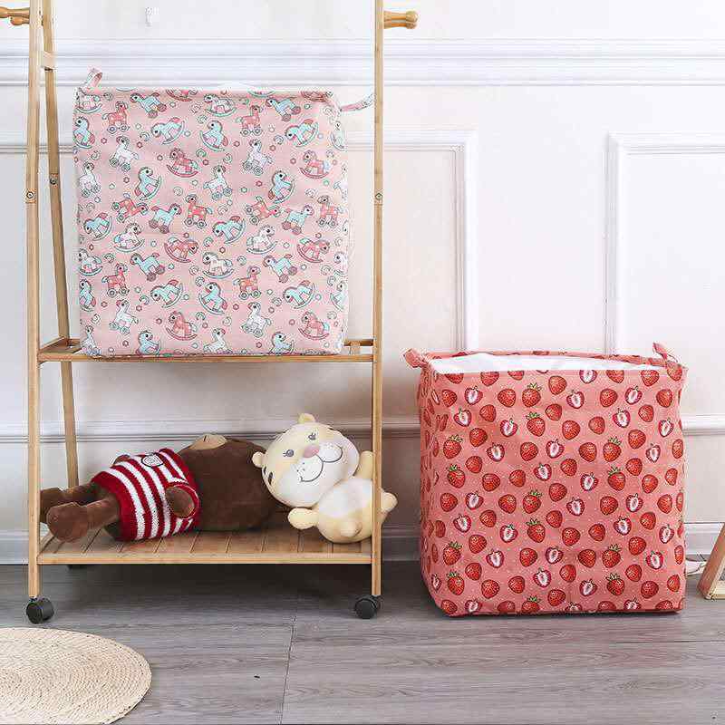 洗濯かご レディース メンズ ランドリーバスケット 布製 ランドリー収納 ランドリーバッグ 大容量 着替え 下着 収納 ストロベリー 木馬 アヒル 恐竜 チェック柄 アニマル柄