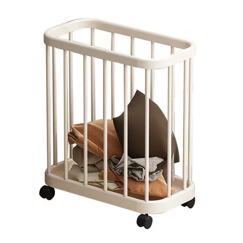 ランドリーバスケット キャスター付き ランドリーボックス 洗濯かご 脱衣かご 収納ボックス 浴室 リビング 洗面所 プラスチック製 白 黒 シンプル(x2)