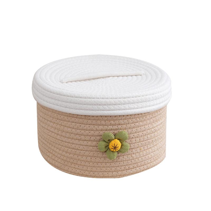 収納かご レディース キッズ 綿ロープ 編み込み ふた付き おもちゃ箱 雑貨 衣類 ランドリー バスケット 大中小 3点セット(x2)