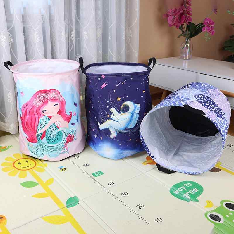 ランドリーバスケット 折りたたみ 汚れた衣類用バスケット 洗濯かご 収納ボックス ポリエステル製 ホーム ストレージ 美人魚 彩色花柄 宇宙飛行士