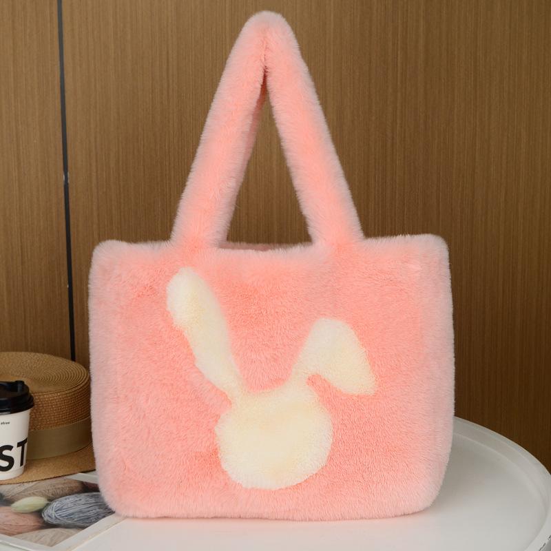トートバッグ レディース 大容量 ふわふわ ぬいぐるみ風 かわいい カートゥーン ハンドバッグ 毛付き ショルダーバッグ おしゃれ 秋冬 ブラック ピンク グレー