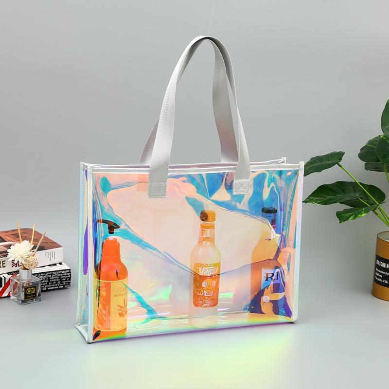 手提げ袋 レディース メンズ レーザー加工 PVC 透明 買い物袋 ギフトバッグ 収納袋 ショッピング 普段使い(x100)