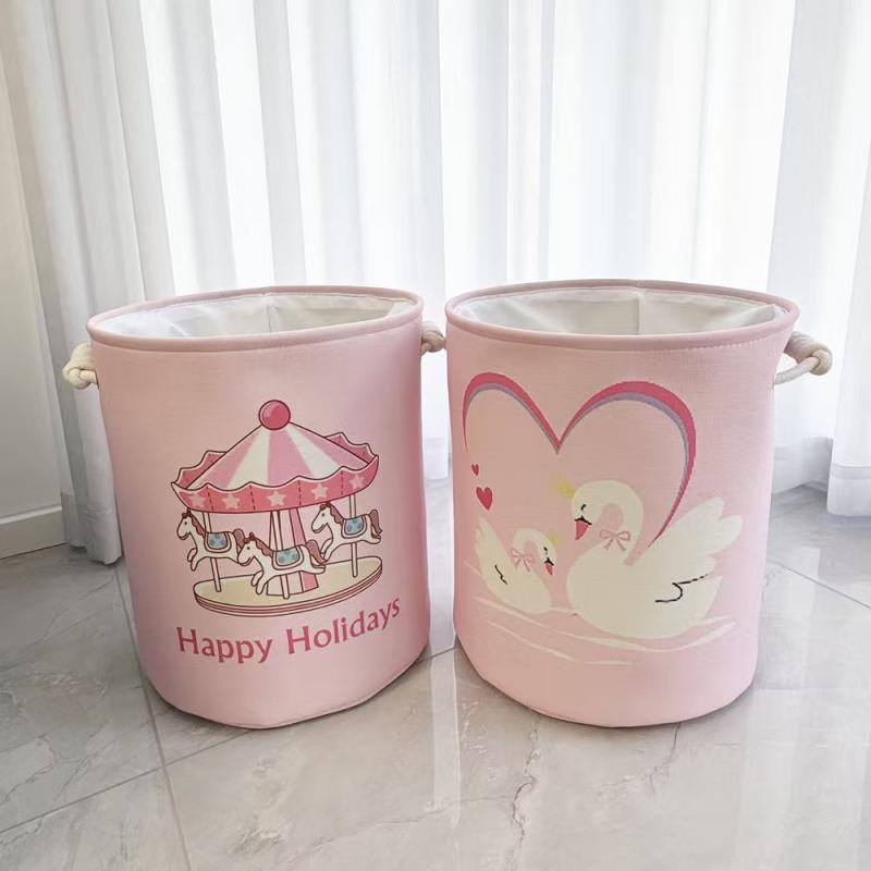 おもちゃ収納 バスケット 布製 収納ボックス ランドリーバスケット 洗濯かご かわいい 回転木馬 厚手 韓国(x100)
