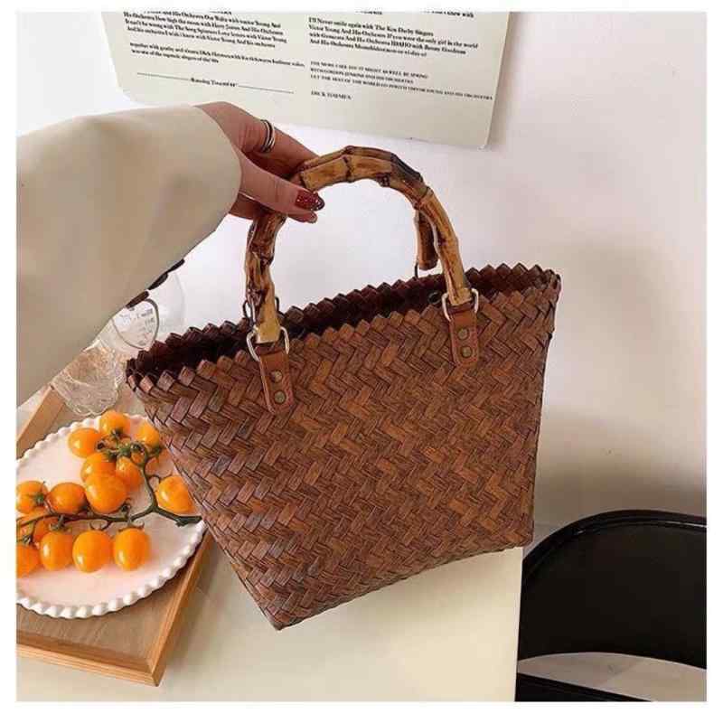 かごバッグ レディース 籐編み 手提げ 鞄 中サイズ 大容量 編み込み 欧美風 レトロスタイル バスケット..