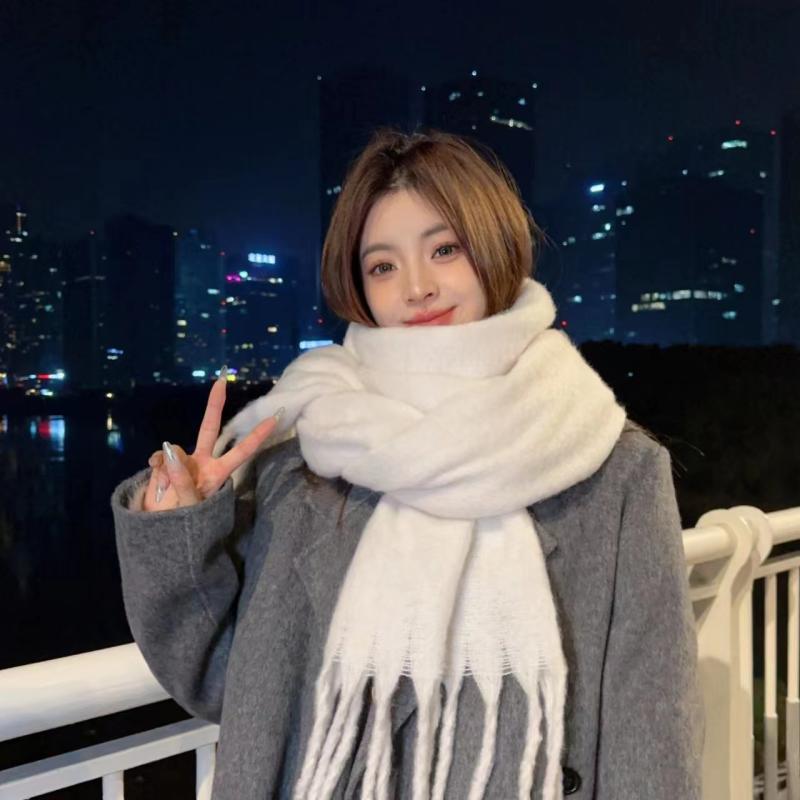 マフラー レディース メンズ 秋冬 豪華感 無地 起毛 ふわふわ 厚手 保温 ショール カジュアル 防寒 ス..