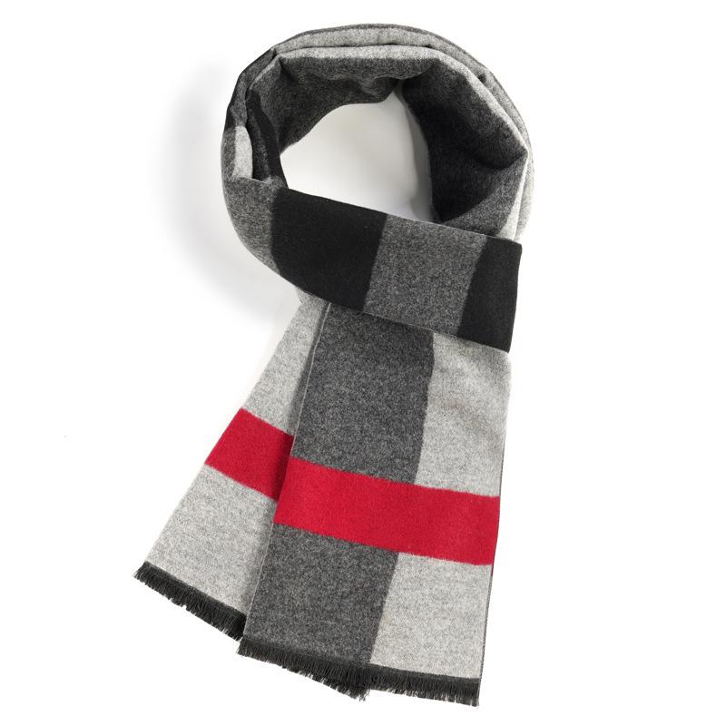 マフラー メンズ 男性用 秋冬 提花 格子柄 ストール ビジネス カジュアル 185cm 保温性 粘胶纤维 ビス..