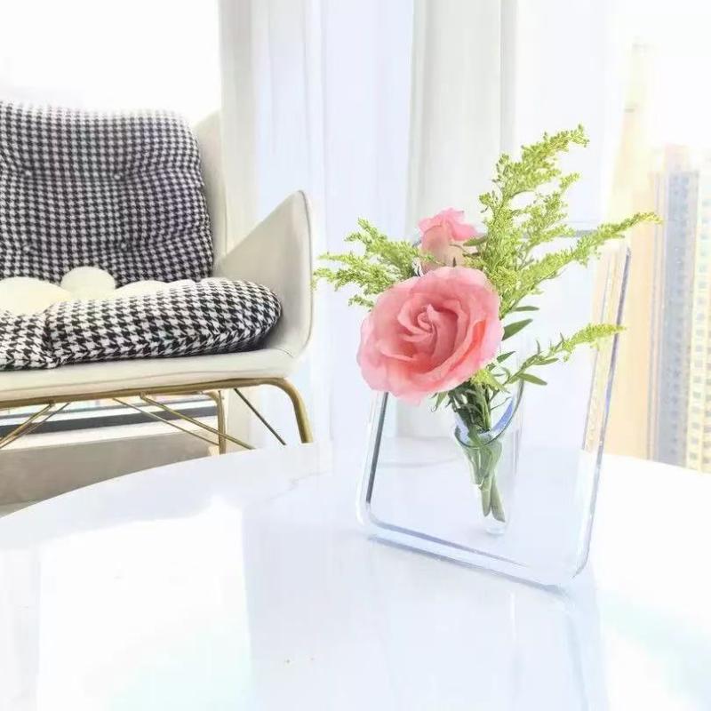 花瓶 アートフレーム フラワーベース 水栽培 透明 クリア オブジェ インテリア オフィス リビング 玄関..