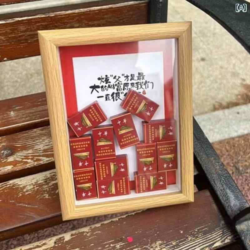 フォトフレーム 父親 ギフト 実木製 写真立て 卓上 置き型 長方形 リビング ベッドルーム 書斎 モダン シンプル 6寸 8寸