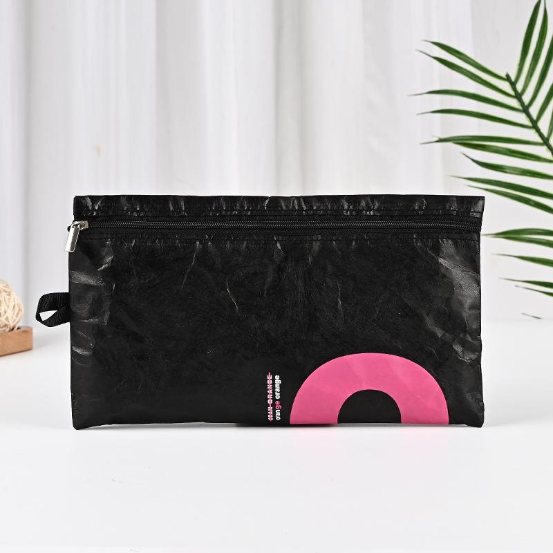 化粧ポーチ レディース 水洗 牛革 紙袋風 ロゴプリント可能 収納 バッグ トラベル 洗面用品 整理 ギフト カスタムオーダー(x100)