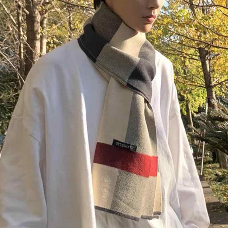 マフラー メンズ 男性用 秋冬 格子柄 チェック柄 襟巻き ストール 仿羊绒 提花 欧美 あったか 暖かい ..