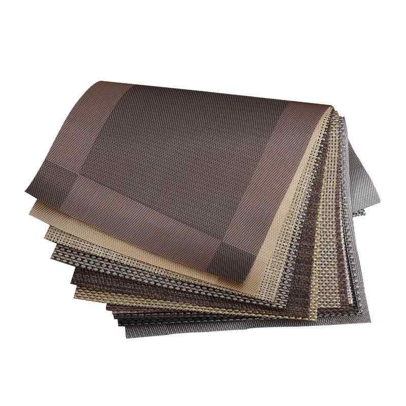 テーブルマット ランチョンマット PVC 断熱マット コースター プレースマット スクエア 無地 ダブルフレーム コーヒー色 ゴールド シルバー 新中式 ブルー レッド カーキ ベージュ 軽奢風