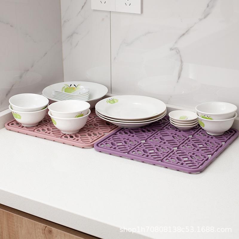 マット キッチン 水切り シリコン 断熱 シンクマット テーブルマット プレースマット 正方形 ピンク系 パープル系 グレー