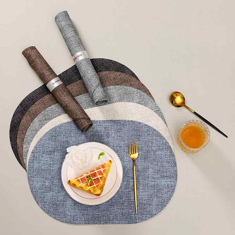 ランチョンマット レザー 北欧風 テーブルマット 撥水 防汚 無地 長方形 楕円形 深グレー オートミール..