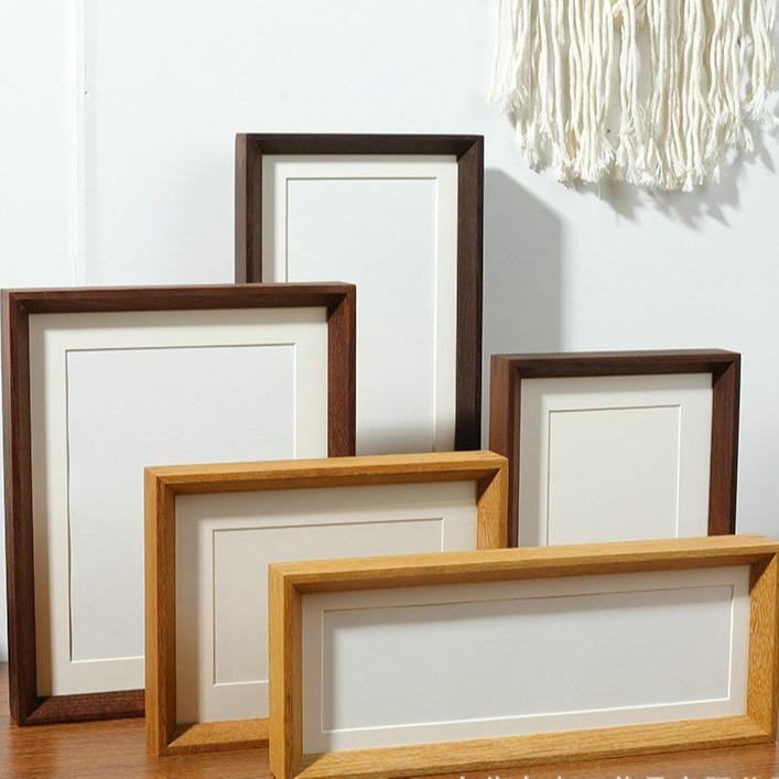 フォトフレーム 木製 A4判 ブラックウォールナット 無垢材 写真立て 卓上 壁掛け 新中式スタイル(x2)