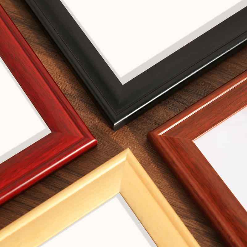 フォトフレーム 木製 額縁 書道 正方形 壁掛け 中華風 インテリア 原木色 紅木色 胡桃色 ブラック