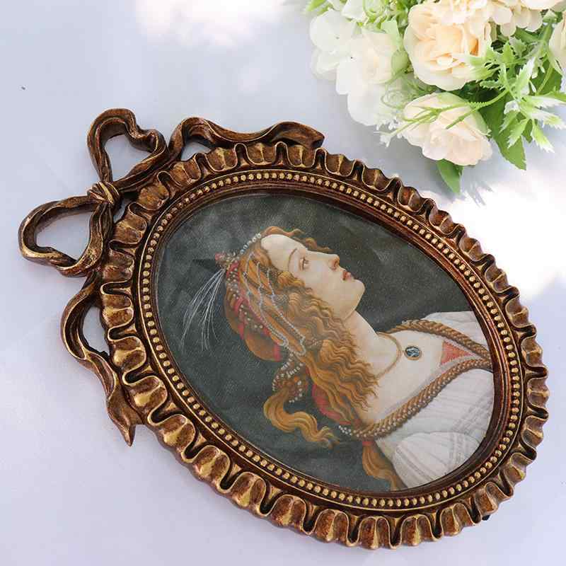 フォトフレーム 額縁 レディース 楕円形 樹脂製 レトロ アンティーク調 壁掛け 卓上置き兼用 リビング ..