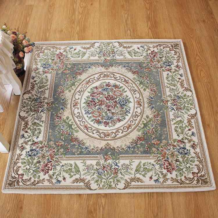 玄関マット 正方形 ヨーロピアン 花柄 混紡 吸水 速乾 滑り止め ドアマット 室内 屋内 洗える コーヒー..