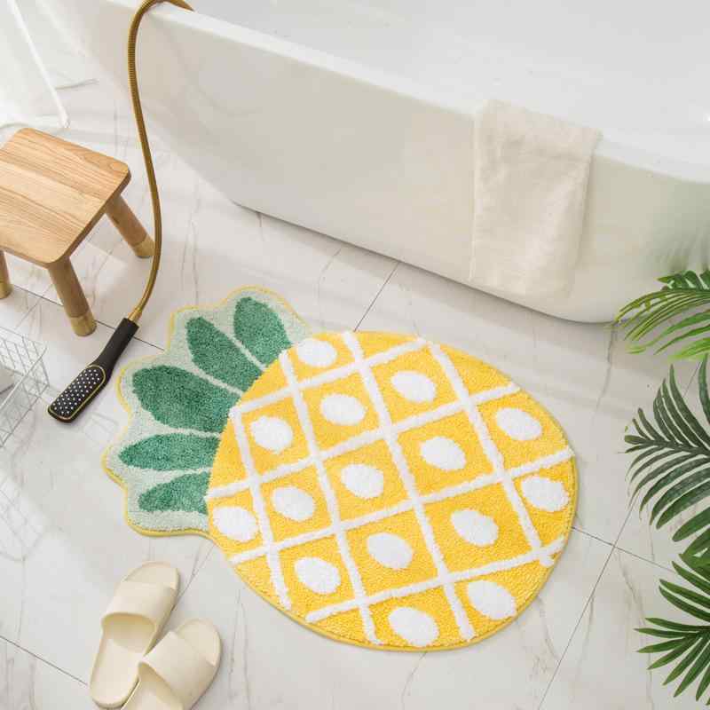 玄関マット バスマット 室内 ポリエステル 異形 フルーツ柄 絨毯 足拭きマット 菠萝 香蕉 草莓 柠檬 桃..