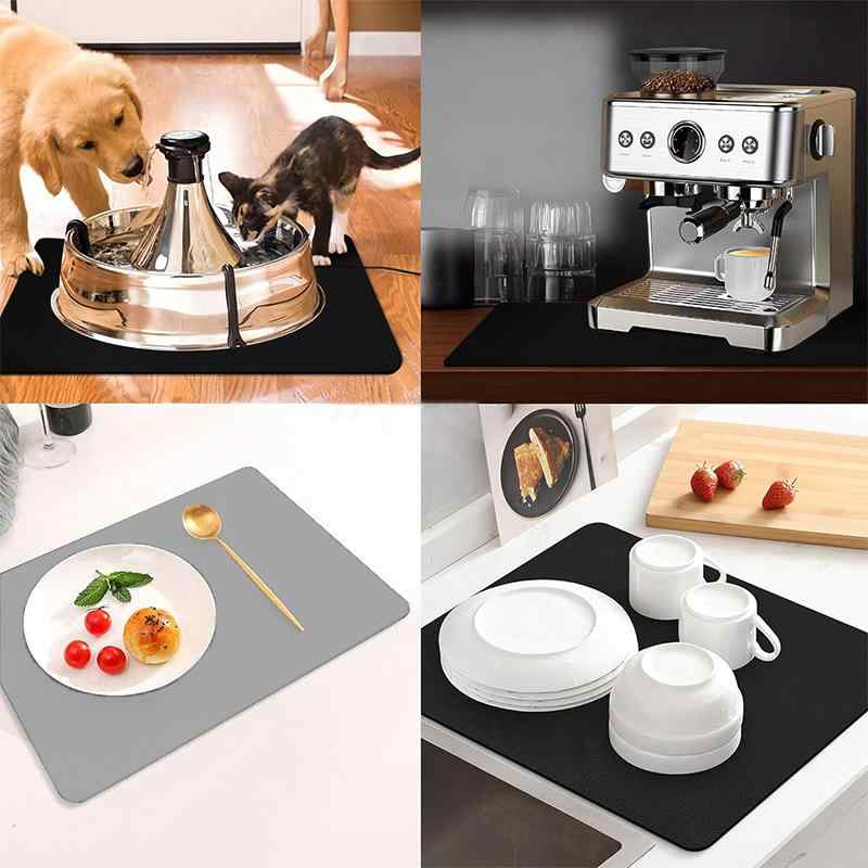 コーヒーメーカー シリコンマット 多機能 キッチン カウンター 乾燥マット シリコン コーヒー バーマット グレー ブラック 南米 東南アジア 北米(x2)