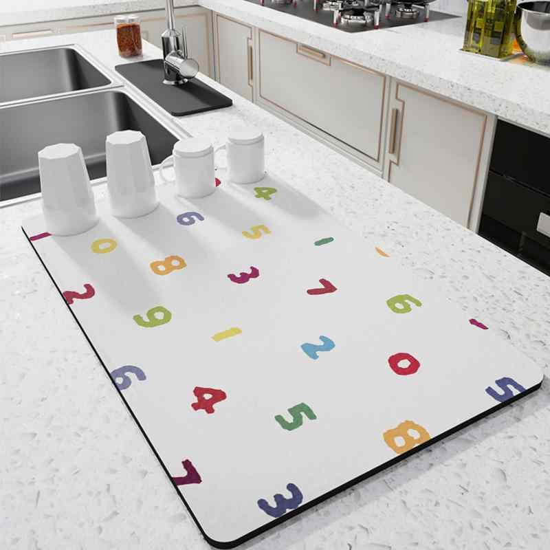 キッチン用品 水切りマット 速乾 珪藻土 吸水マット グラスマット 茶托 滑り止め 正方形 和風 30x40cm ..