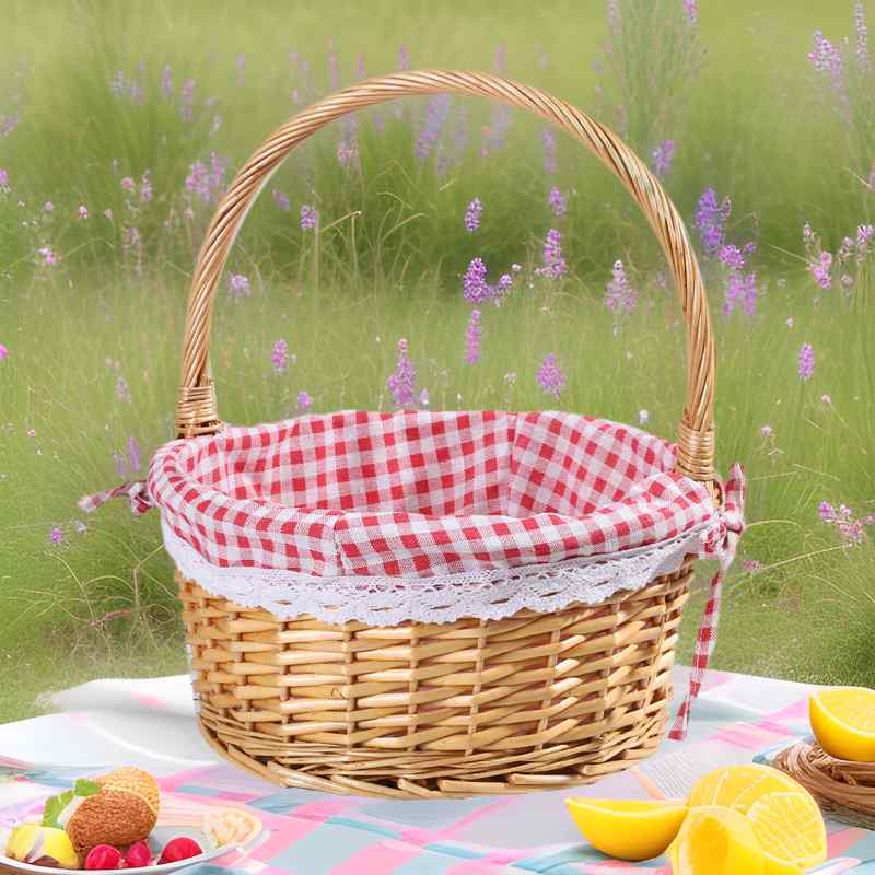 バスケット レディース ピクニック バスケット 柳編み 収納バスケット 手提げ 籠 田園風 ピクニック用..
