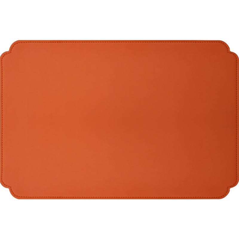 ランチョンマット キッチン用品 レザー製 防水 防油 厚手 リバーシブル 長方形 オレンジ シルバー ベージュ シャンパンゴールド(x4)