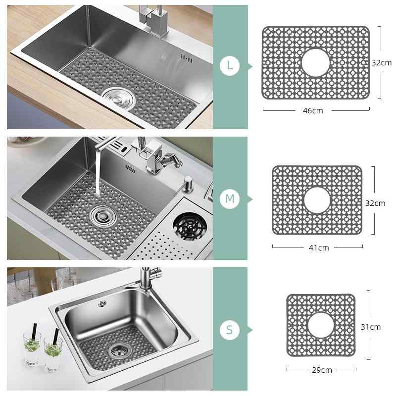 シリコン製 水切りマット 排水マット キッチン シンク 鍋 皿 野菜 水切り ブラック グレー