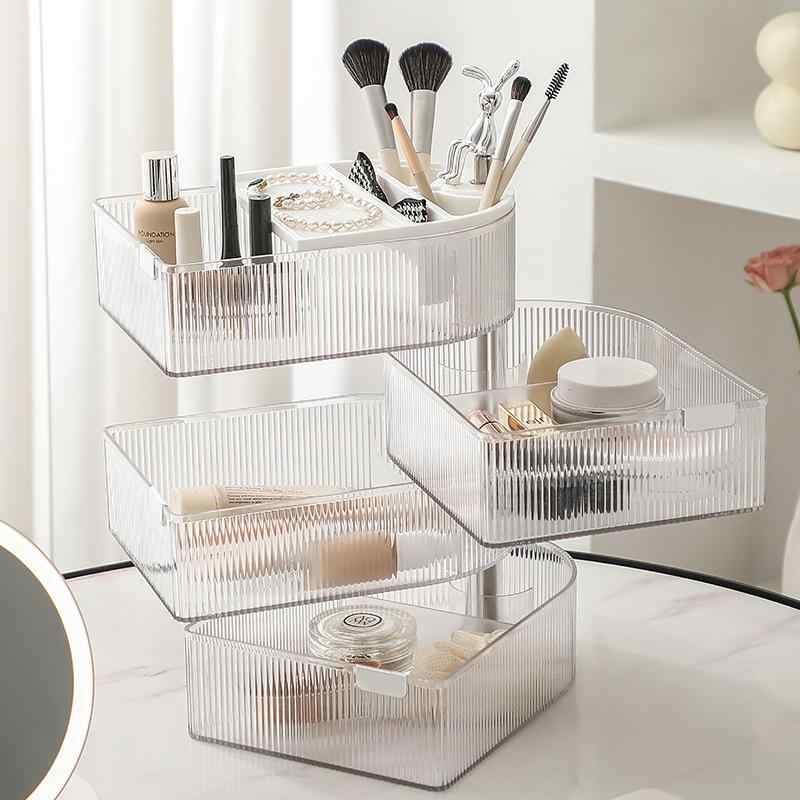 メイクボックス コスメ収納ボックス 卓上 360度回転 大容量 化粧品入れ リップ 口紅 ブラシ 香水 スキンケア用品 ジュエリー アクセサリー 整理整頓 小物...