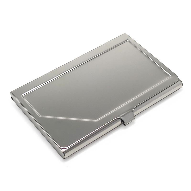 名刺入れ メンズ 男性用 シルバー 三角 凹面 ステンレス PUレザー(x2)