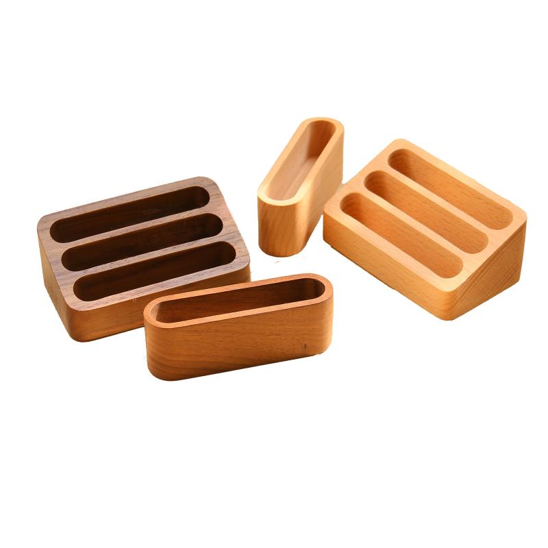 カードスタンド 卓上 木製 名刺ホルダー 幾何学 ビーチ材 ウォールナット材 無垢材 ショップ オフィス 展示会 受付 カウンター(x10)