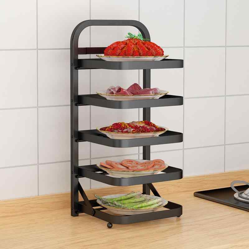 キッチン 壁掛け式 配菜ラック 多層分類 調理台 鍋置き 炭素鋼製 省スペース収納