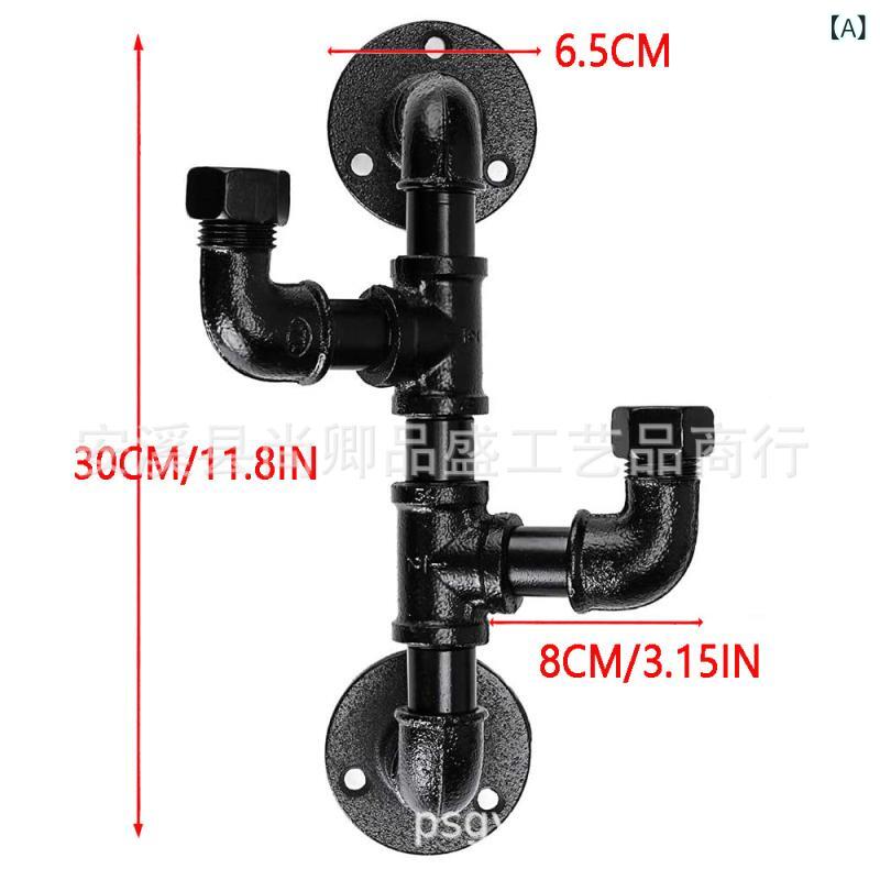 フック 天井吊り下げ アイアン製 丸型パイプ装飾 ブラック 金属製 手作り 美式