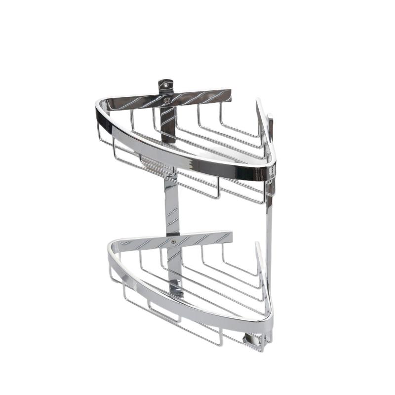 浴室 ラック コーナーラック ワイド アルミ合金 壁掛け式 棚 2段 黒 ブラック