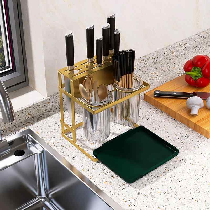 キッチン収納 壁掛け式 吊り下げ式 置き型 まな板スタンド 包丁スタンド 箸立て 鉄製 多用途 風