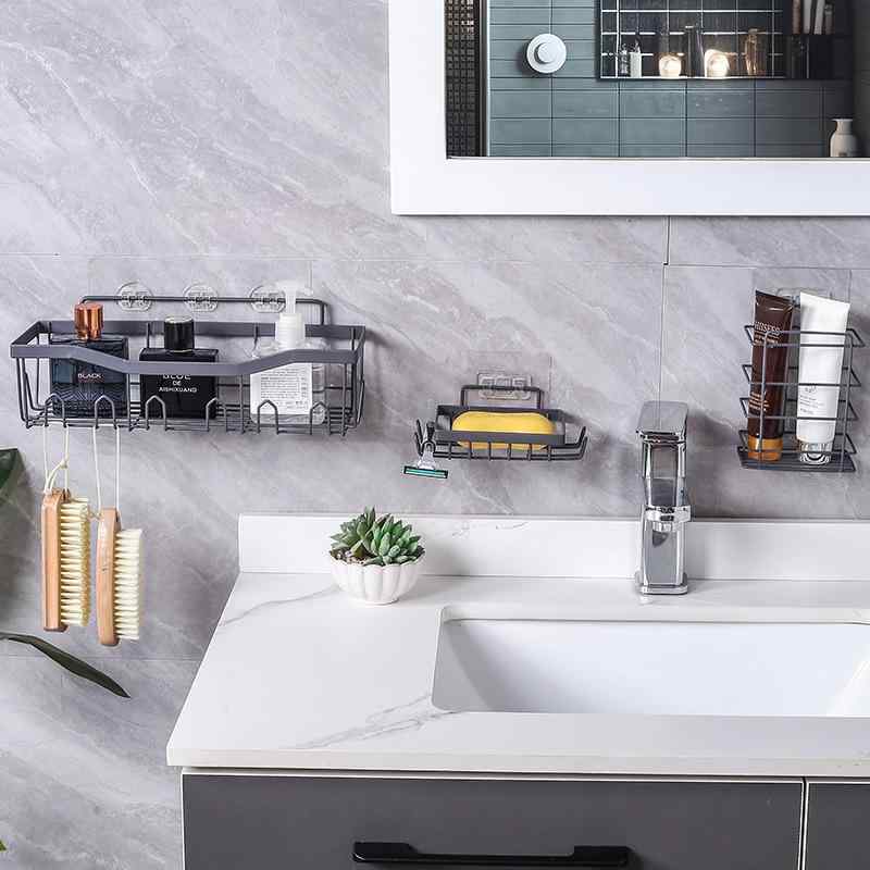 浴室 ラック レディース 壁掛け式 水切り 衛生用品 収納棚 グレー アイアン 風呂 バス 洗面所 キッチン..