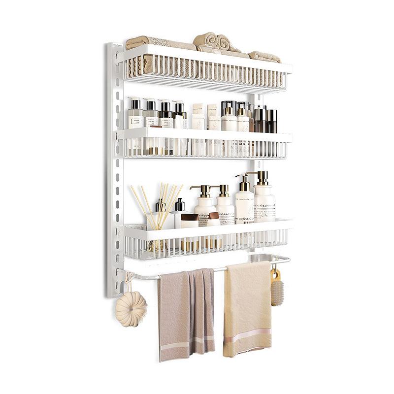 置物棚 クリーム風 浴室 壁掛け 調節可能 多層 収納棚 吸盤式 白 黒 幅30cm 幅45cm