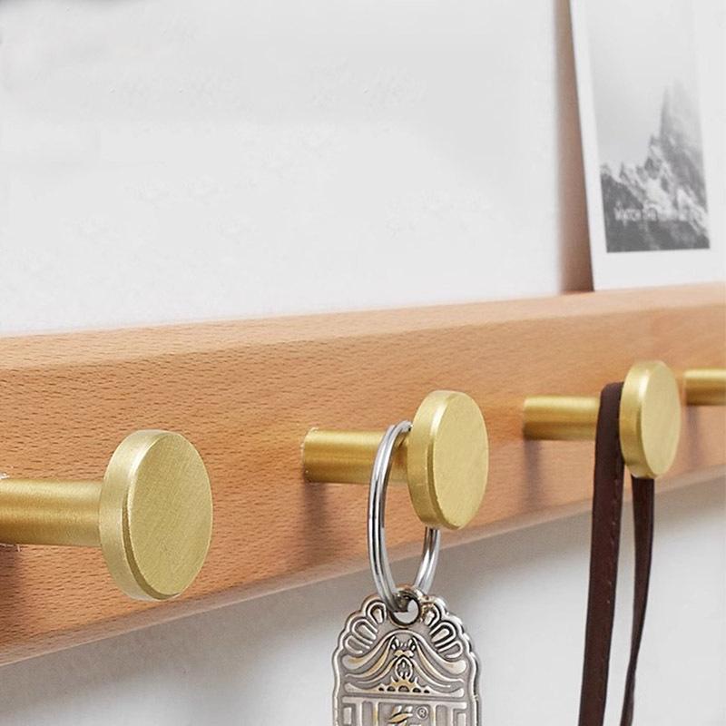フック 木製 壁掛け 玄関 衣帽フック 帽子掛け キーフック ウォールハンガー 3連 4連 5連 6連 ビーチ材 ゴールド ゴールド ドアハンガー おしゃれ かわいい 北欧風(3.0)