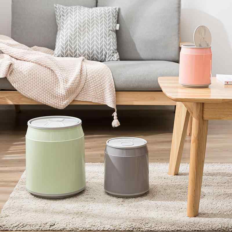 ゴミ箱 卓上 車載 プラスチック製 ダストボックス ふた付き ワンタッチ 円筒形 マカロンカラー パステ..