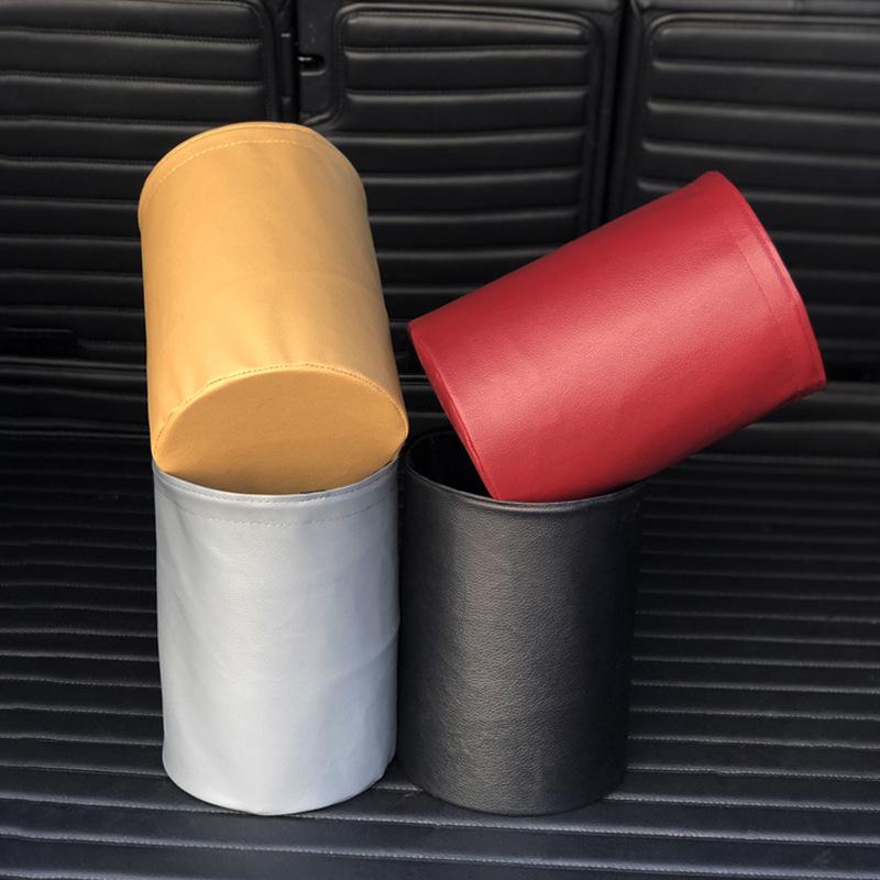 車載ゴミ箱 レディース メンズ 円筒型 折り畳み式 7L レザー 車載収納ケース 吊り下げ ダストボックス 防水 撥水