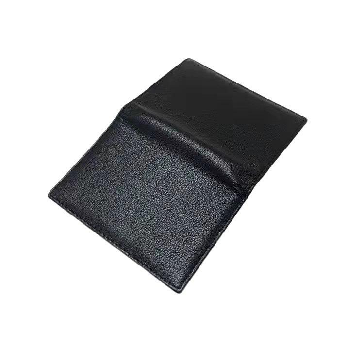 カードケース 牛革 男女兼用 名刺入れ IDカードホルダー 定期入れ 旅行 ストラップ付き ブラック(x3)