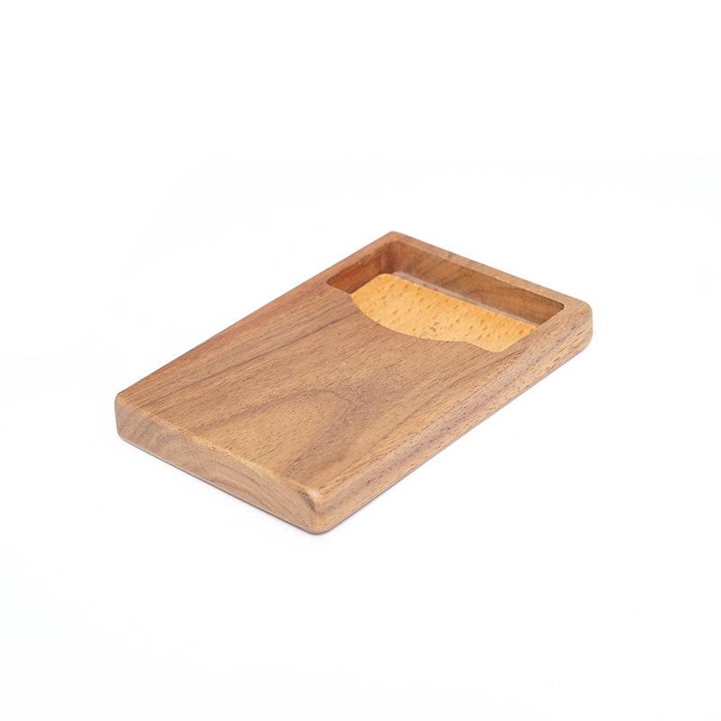 名刺入れ 木製 胡桃木 デスク カード 収納 ボックス ウッド ビジネス スクエア 木目 原木色(x100)