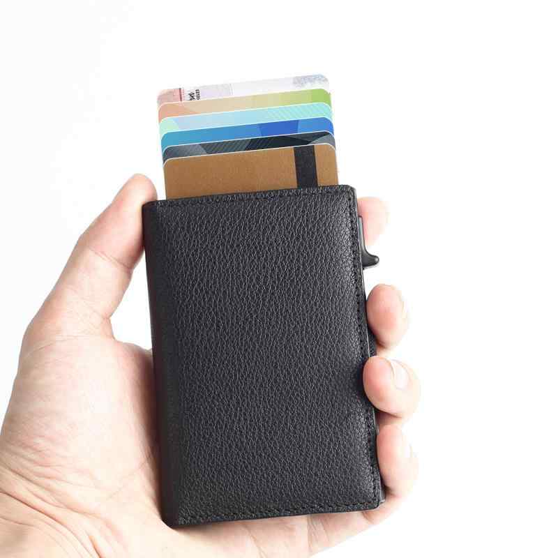 カードケース メンズ レディース スキミング防止 磁気防止 カード入れ 鞄 アルミ合金 PUレザー シンプル 無地 ブラック(x200)