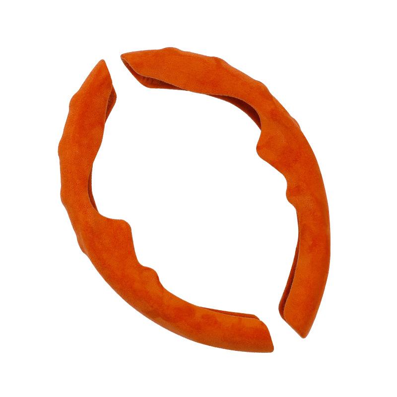 カー用品 ハンドルカバー スエード調 自動車内装パーツ 滑り止め 汚れ防止 オレンジ ブラック グレー ..