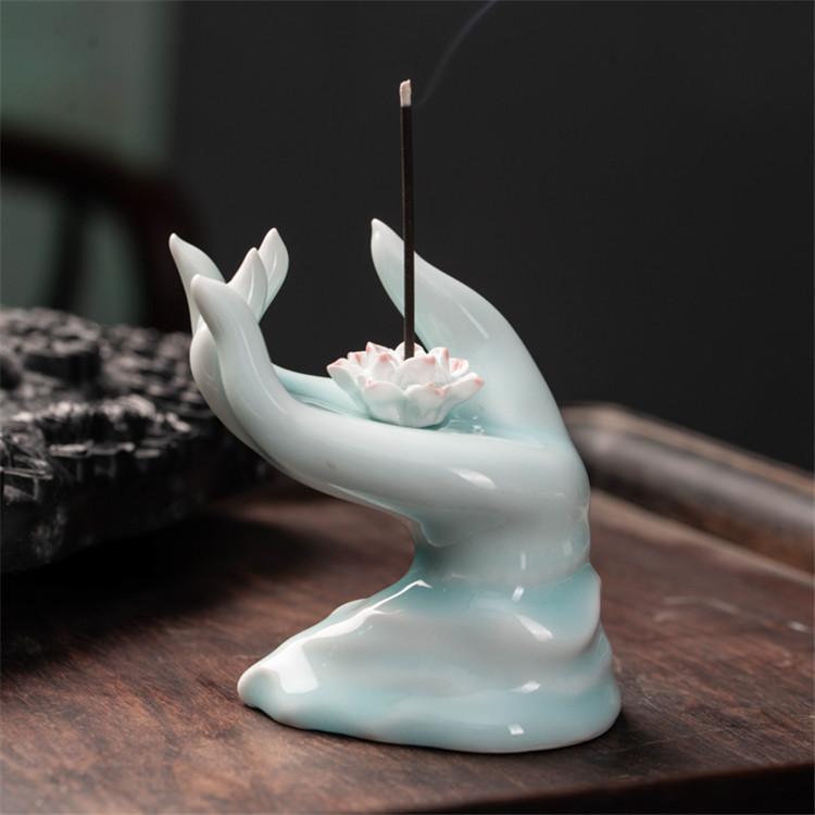 香炉 陶器 香立て 名刺ホルダー 飾り物 仏具 影青 豆青 中華風(x2)